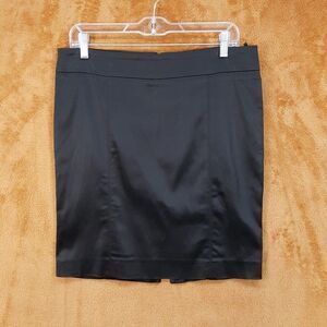 PINKO Skirt Womens Size 8 Black Satin Pencil Skirt Zip Back Knee Length